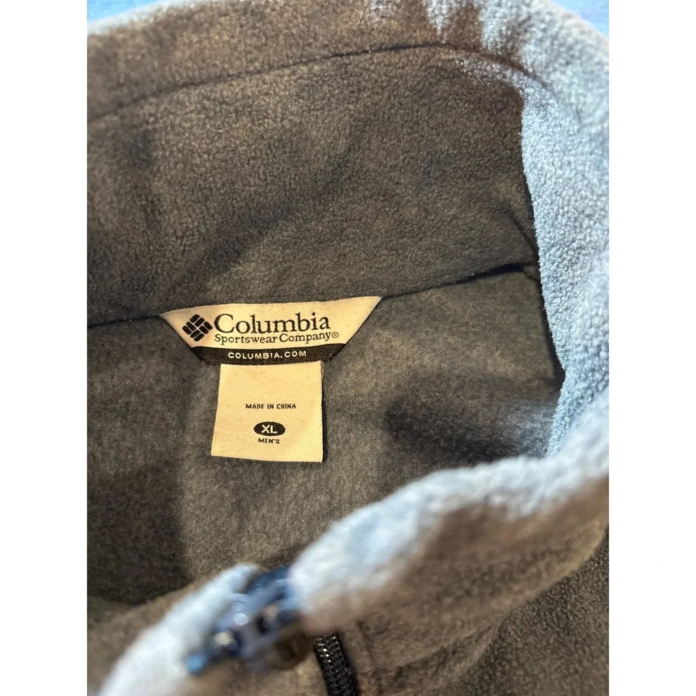 Columbia Mens XL Full Zip Fleece Jacket Gray Steens Mountain Mock Neck Soft‎